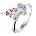 ring emaille eenhoorn zilver gerhodineerd