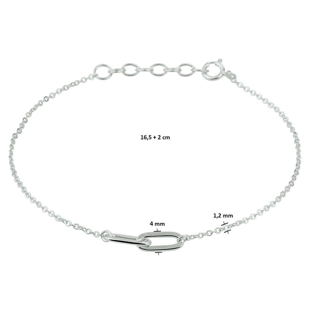 Armband 1,2 mm 16,5 + 2 cm Silber rhodiniert