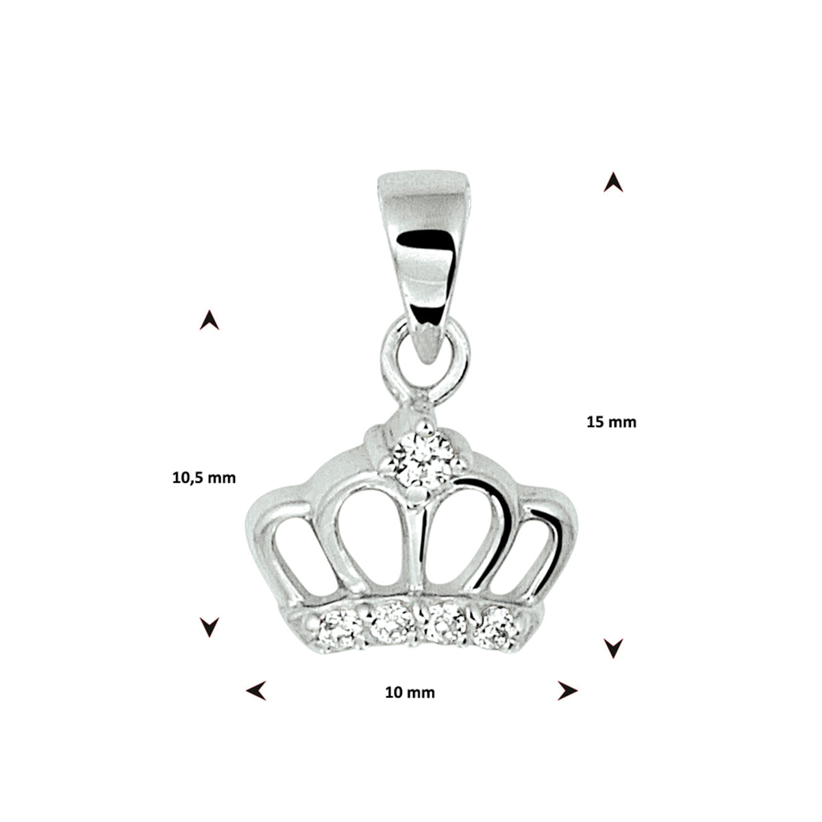 hanger kroon zirkonia zilver gerhodineerd