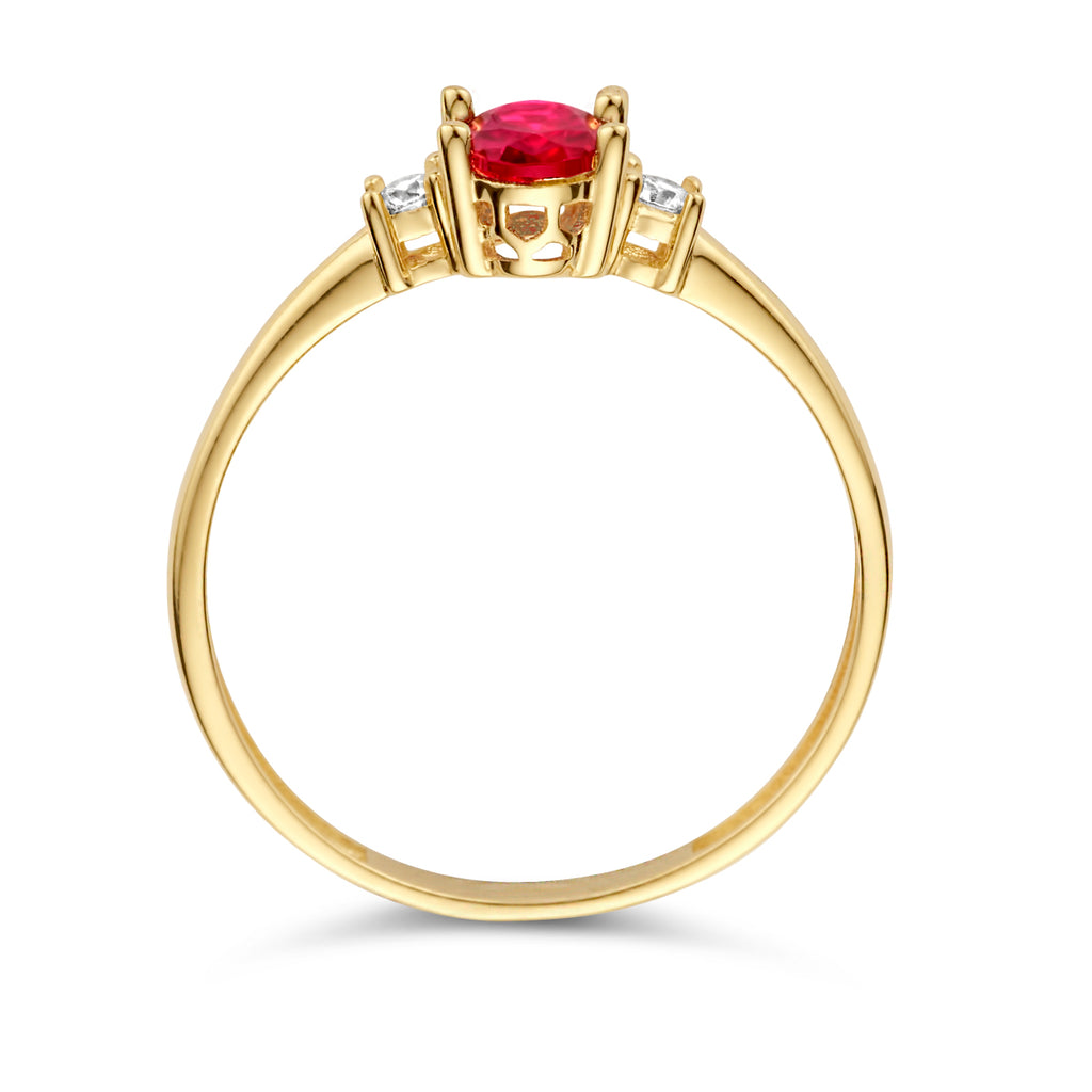 Ring-Trilogie aus 14-karätigem Gelbgold mit roten und weißen Zirkonia