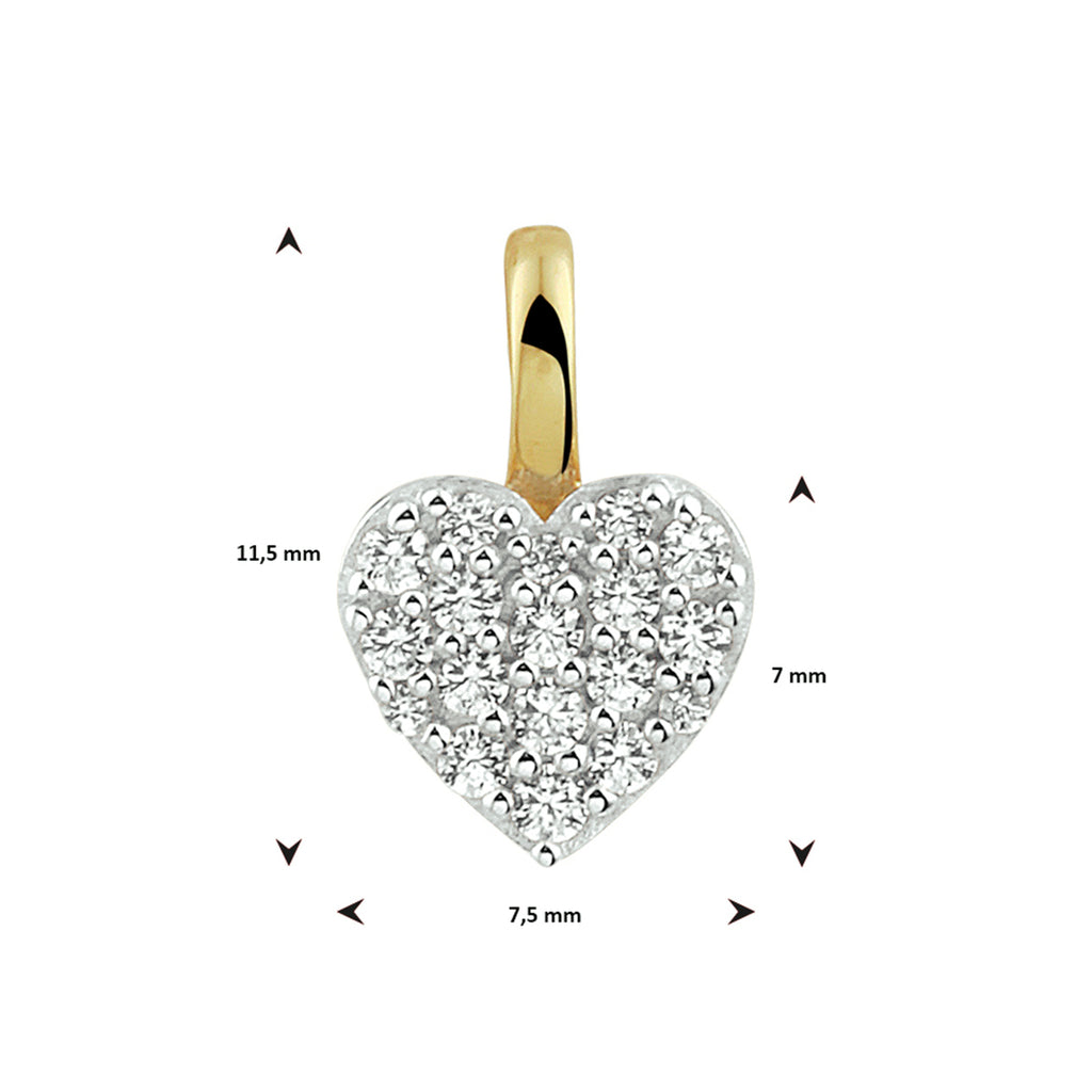 Anhänger Herz Zirkonia bicolor gestempelt 14K Gelbgold