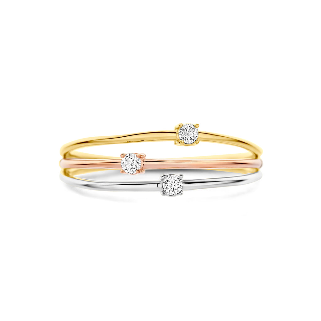 ring zirkonia tricolor 14K tricolor goud
