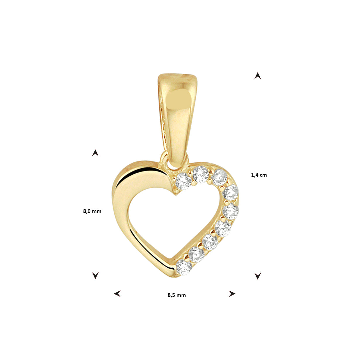 hanger hart zirkonia 14K geelgoud