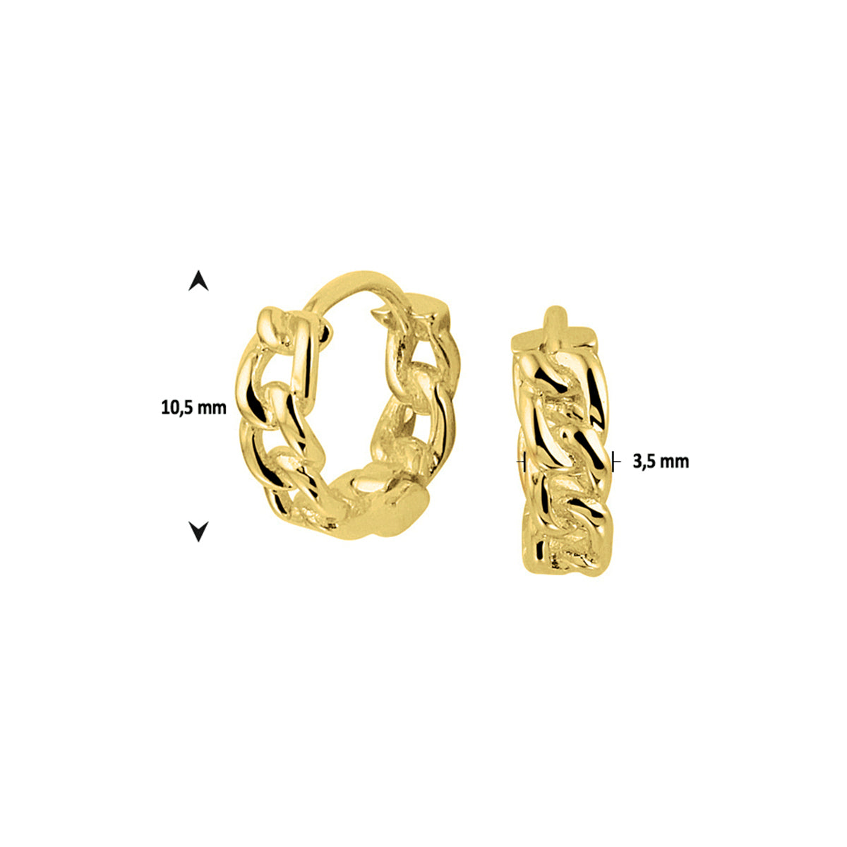 klapoorringen zilver verguld (geel)