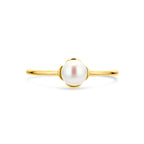 ring bloem parel 14K geelgoud