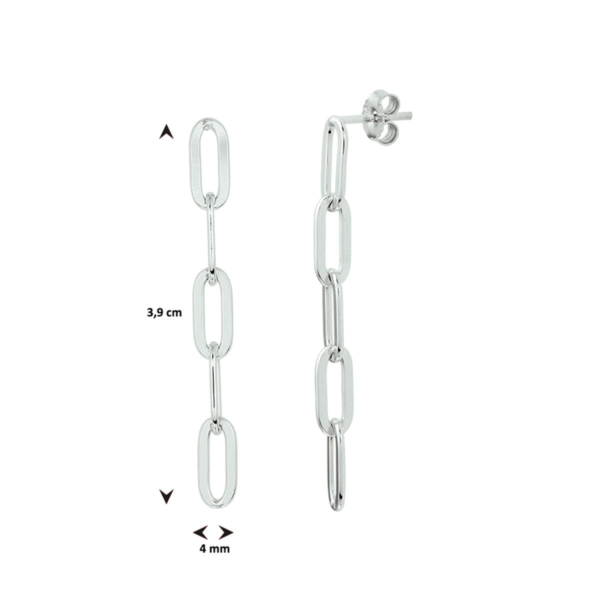 oorhangers paperclip zilver gerhodineerd