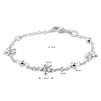armband bloem roze zirkonia 11 - 13 cm zilver gerhodineerd