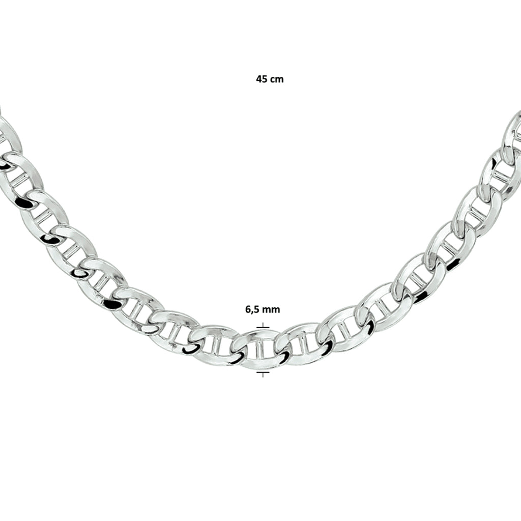 Armband Anker 6,5 mm 19 cm Silber rhodiniert