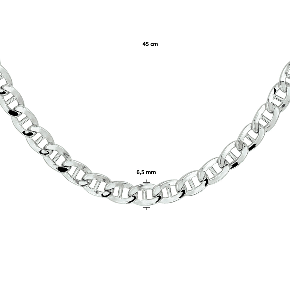 Armband Anker 6,5 mm 19 cm Silber rhodiniert