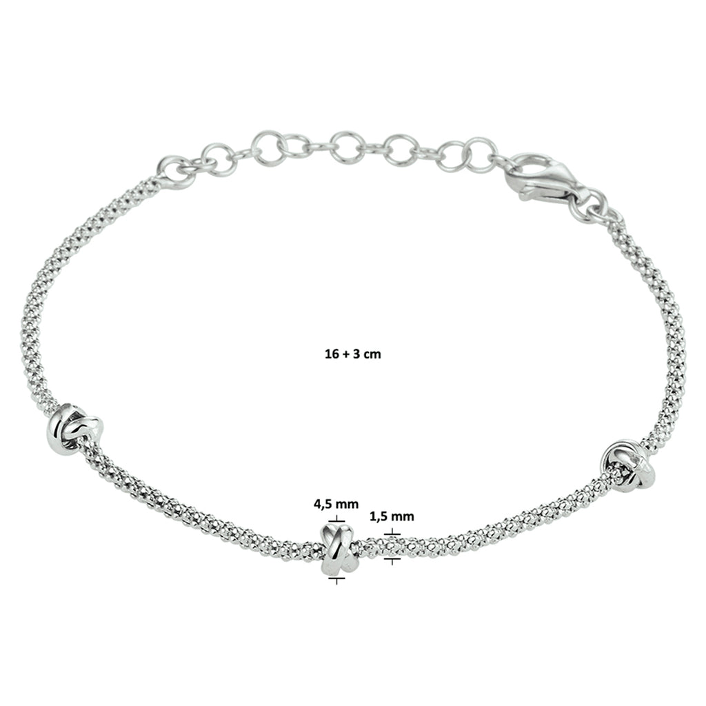 Armbandknöpfe 4,5 mm 16 + 3 cm Silber rhodiniert