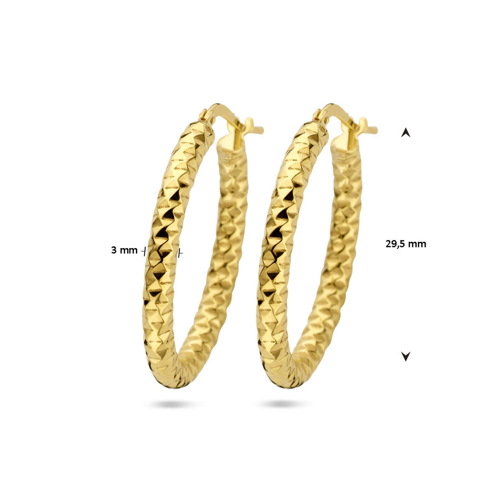 Ohrringe 3,0 mm Rundrohr diamantiert 1 Mikron Silber vergoldet (gelb)