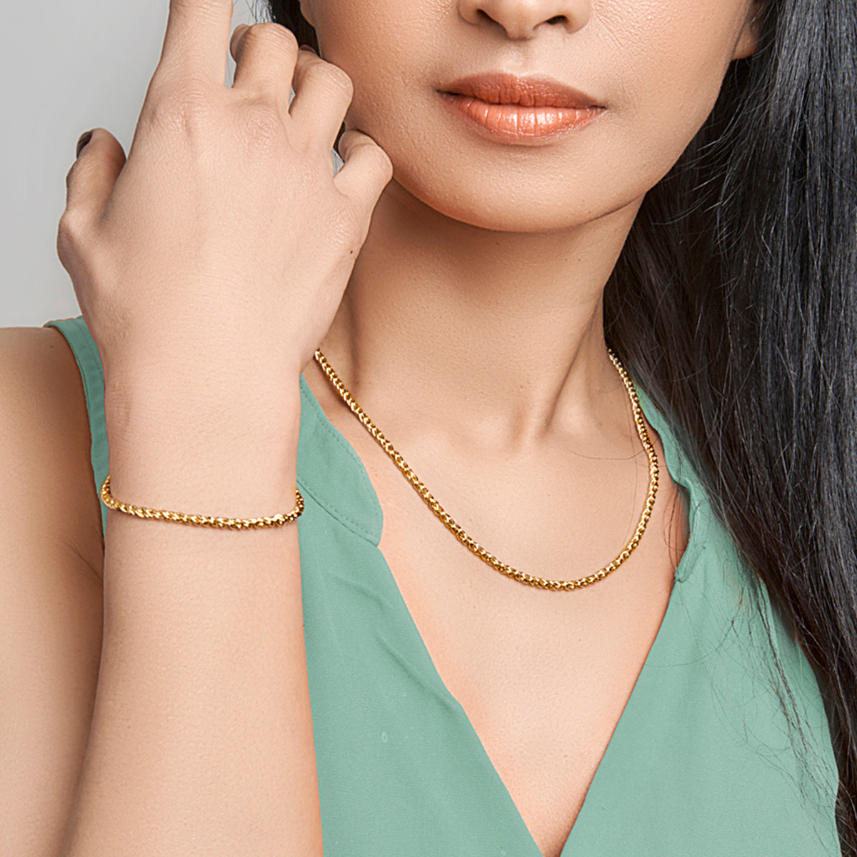 Armband draadschakel 2,8 mm 19 cm zilgold (geelgoud met zilverkern)