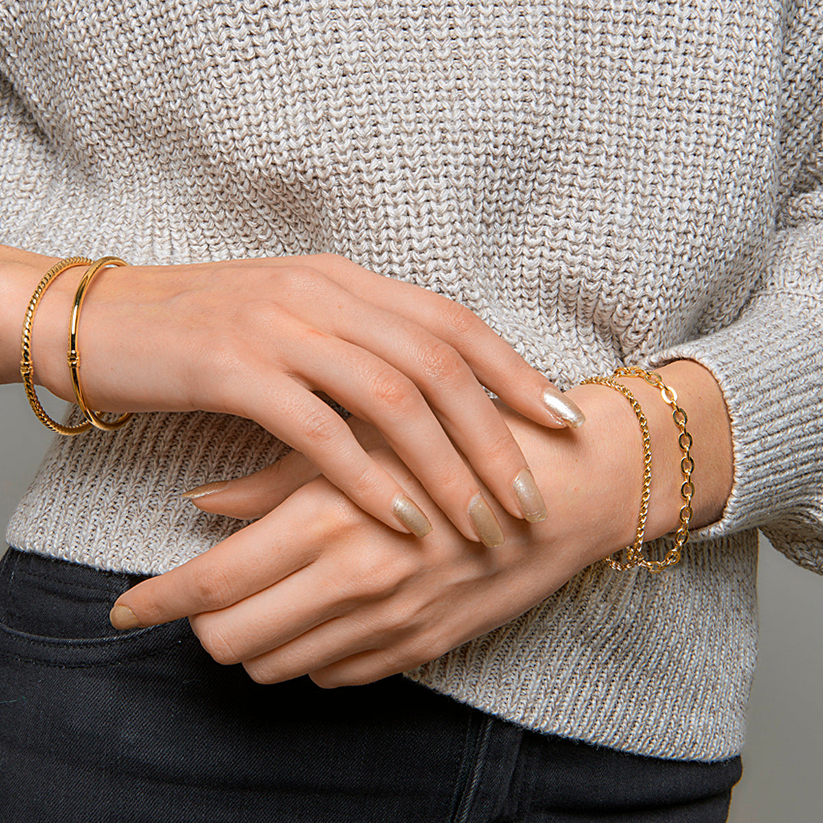 Armband draadschakel 2,8 mm 19 cm zilgold (geelgoud met zilverkern)