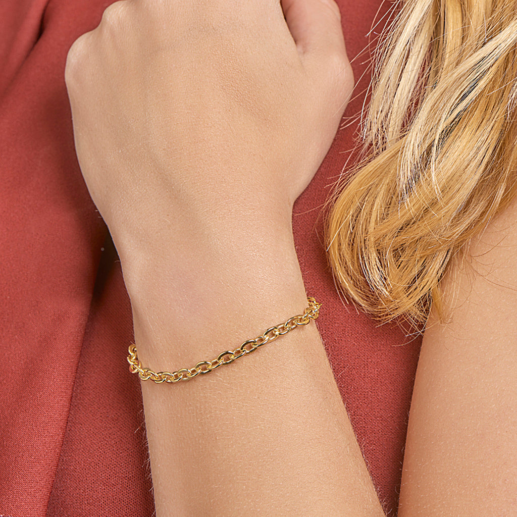 Armband anker 5,0 mm 19 cm zilgold (geelgoud met zilverkern)