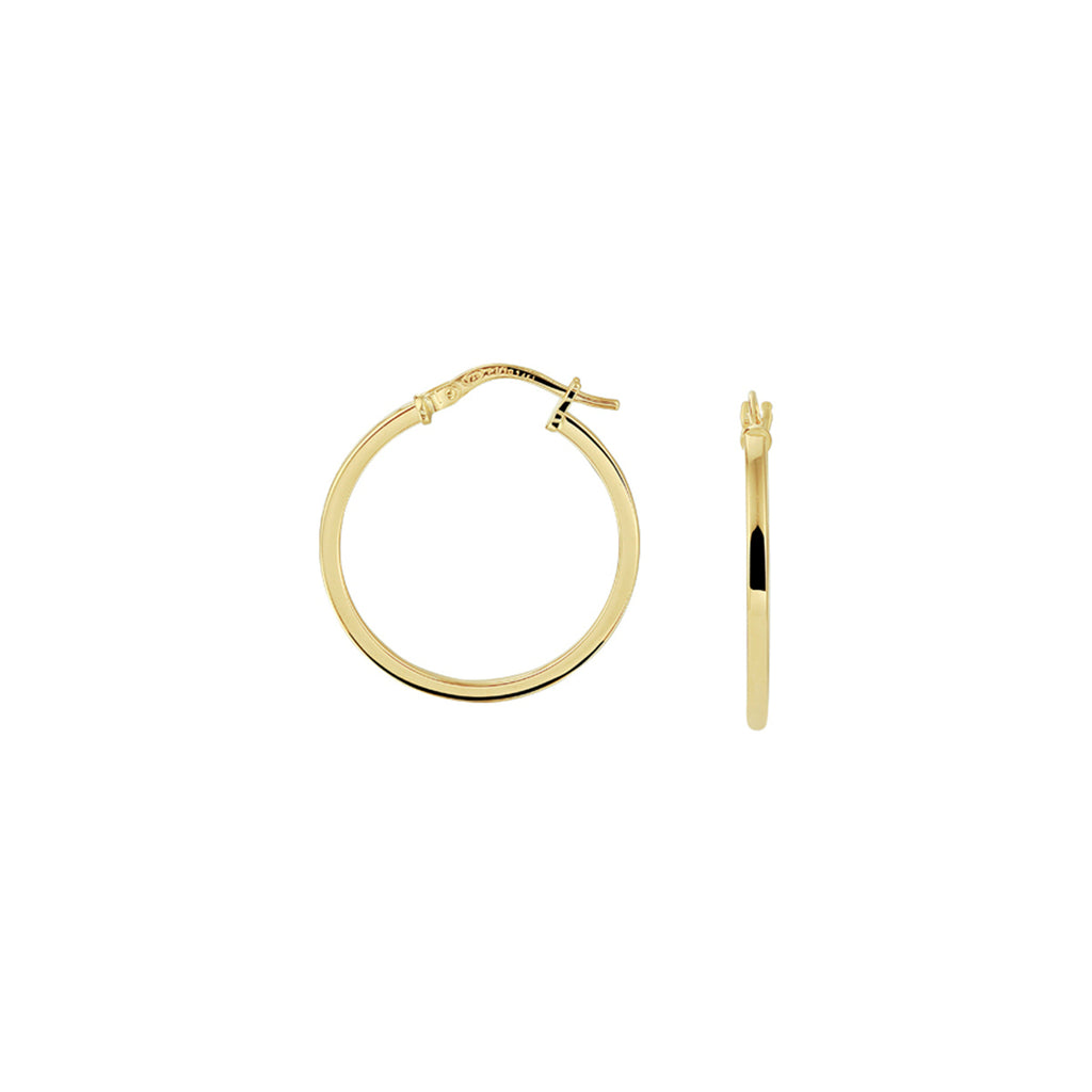 Oorringen vierkante buis 1,6 mm zilgold (geelgoud met zilverkern)