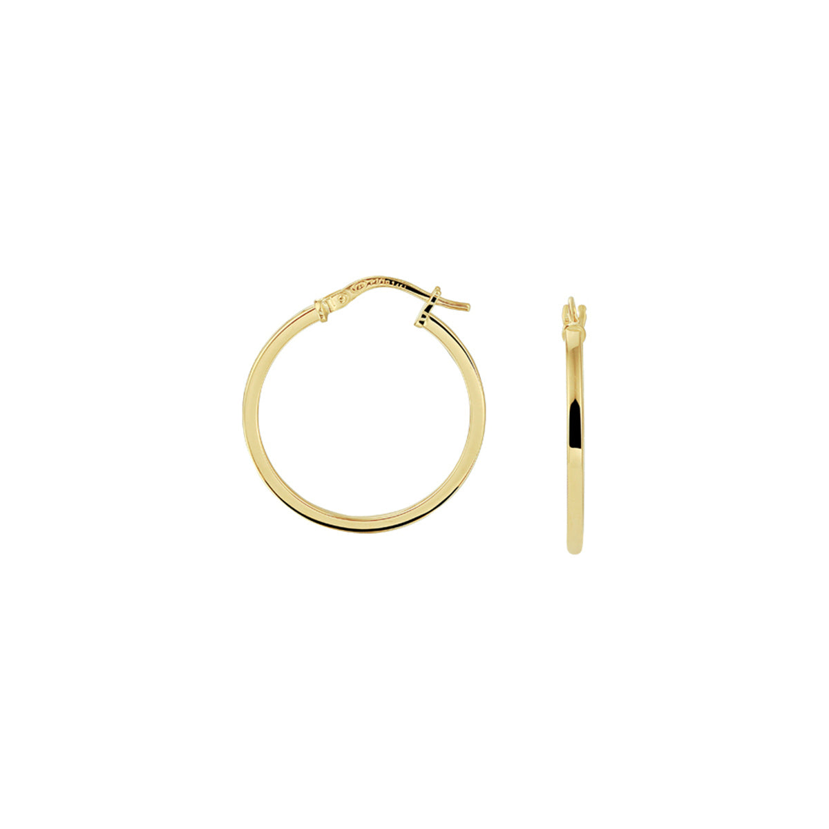 Oorringen vierkante buis 1,6 mm zilgold (geelgoud met zilverkern)