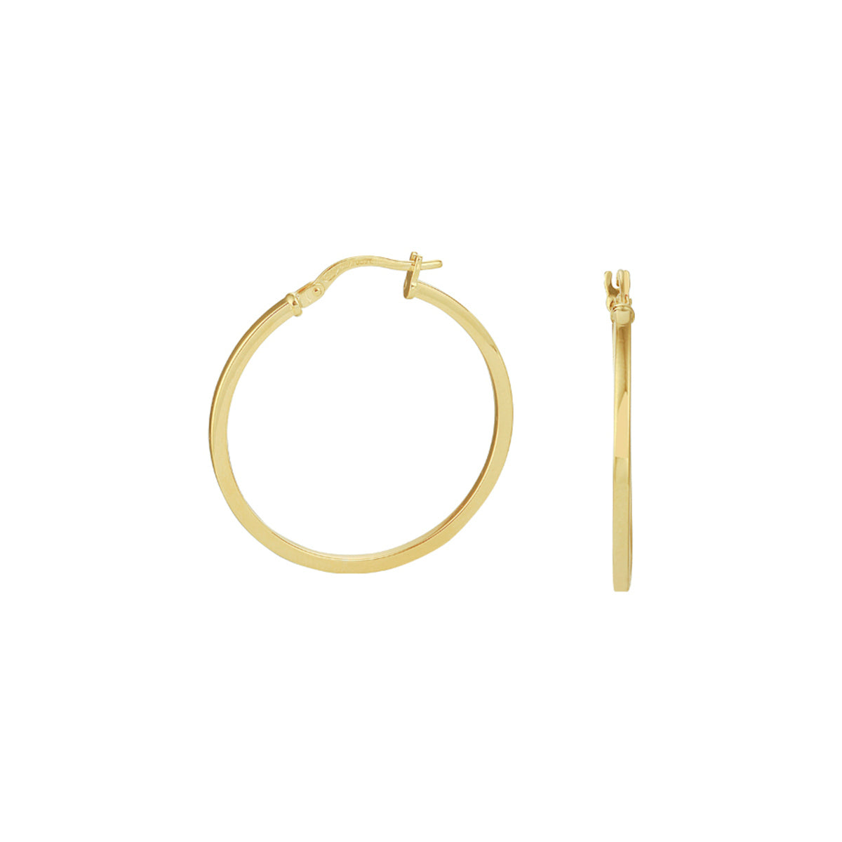 Oorringen vierkante buis 1,6 mm zilgold (geelgoud met zilverkern)