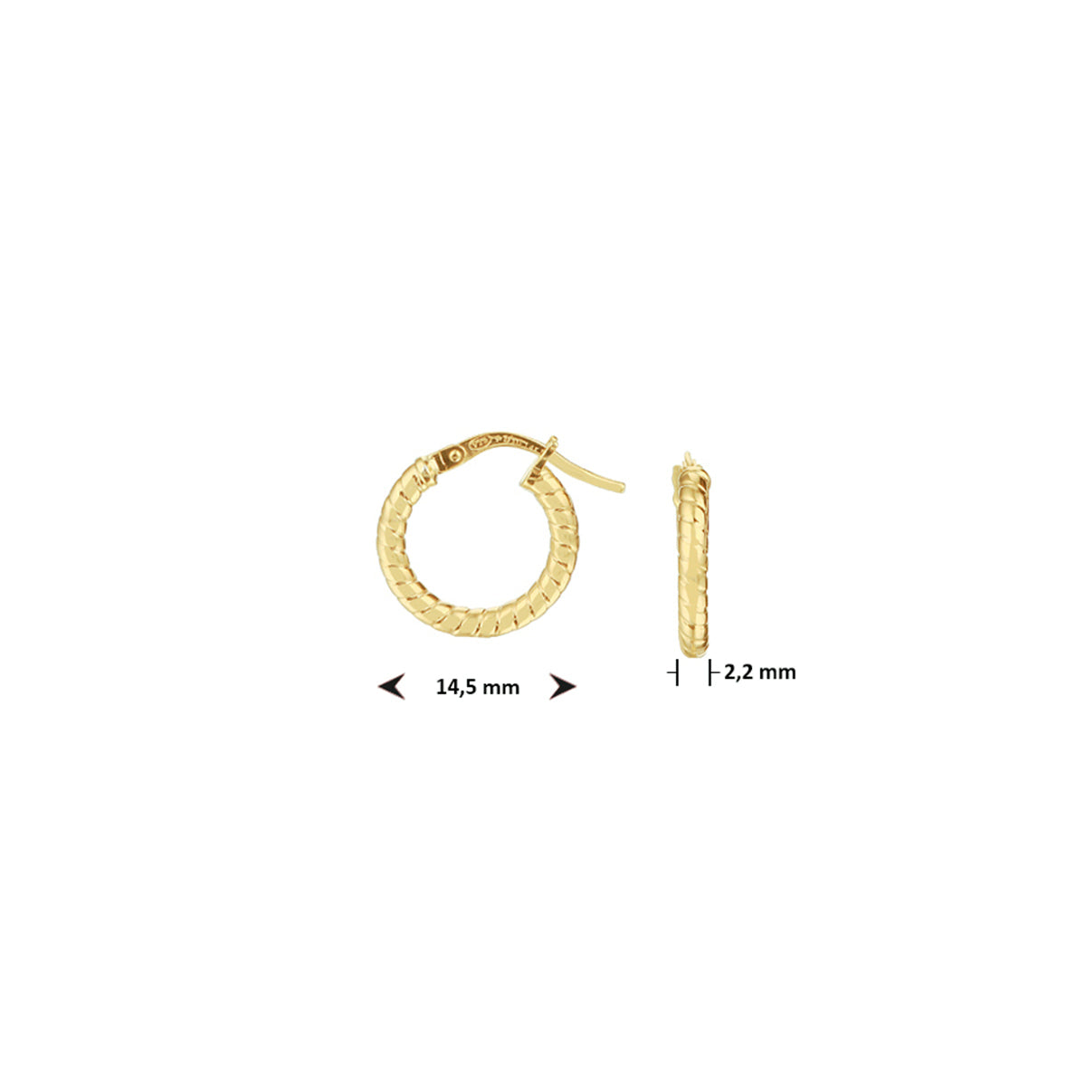 Oorringen 2,2 mm zilgold (geelgoud met zilverkern)