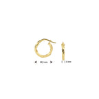 Oorringen gedraaide buis 2,0 mm zilgold (geelgoud met zilverkern)