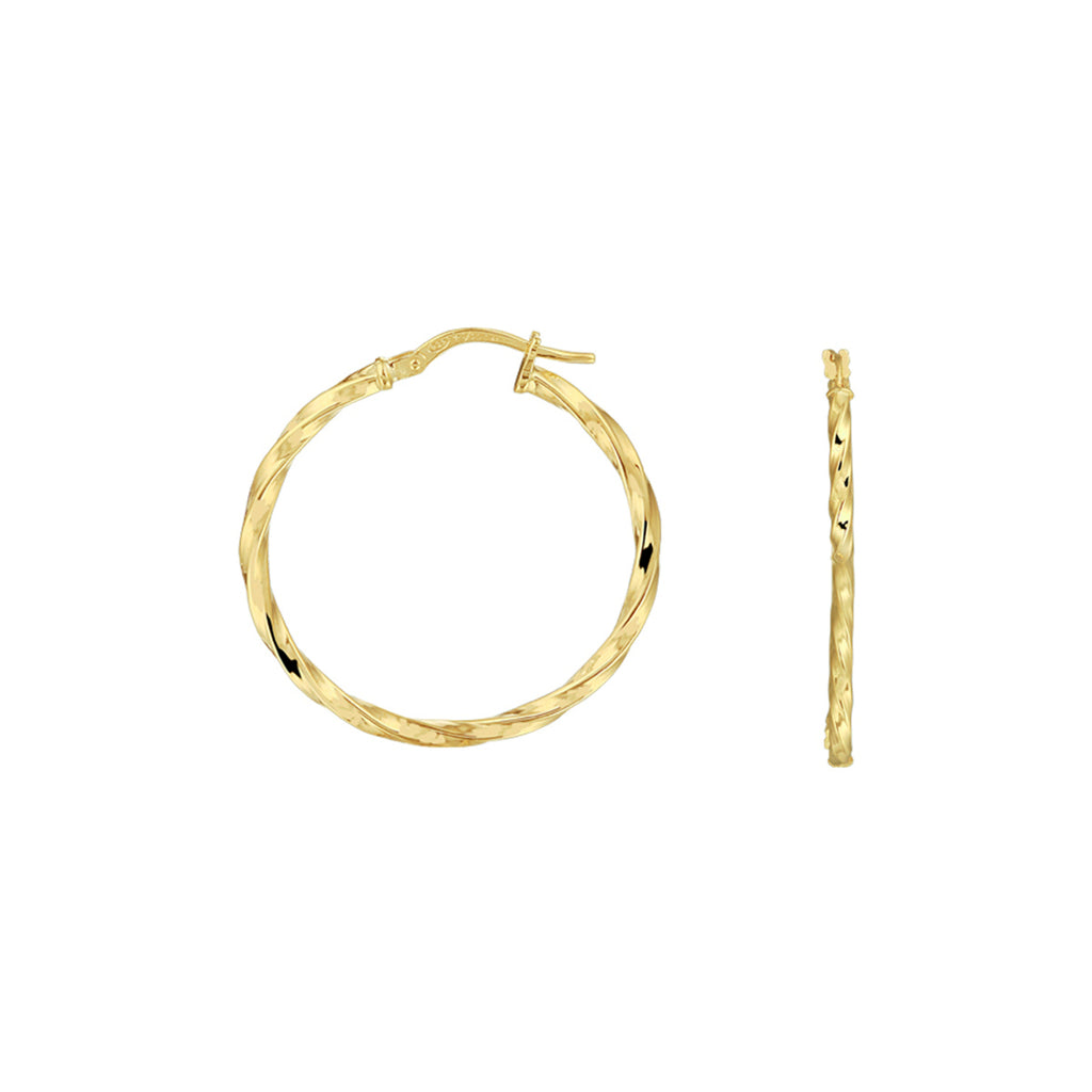 Oorringen gedraaide buis 2,0 mm zilgold (geelgoud met zilverkern)