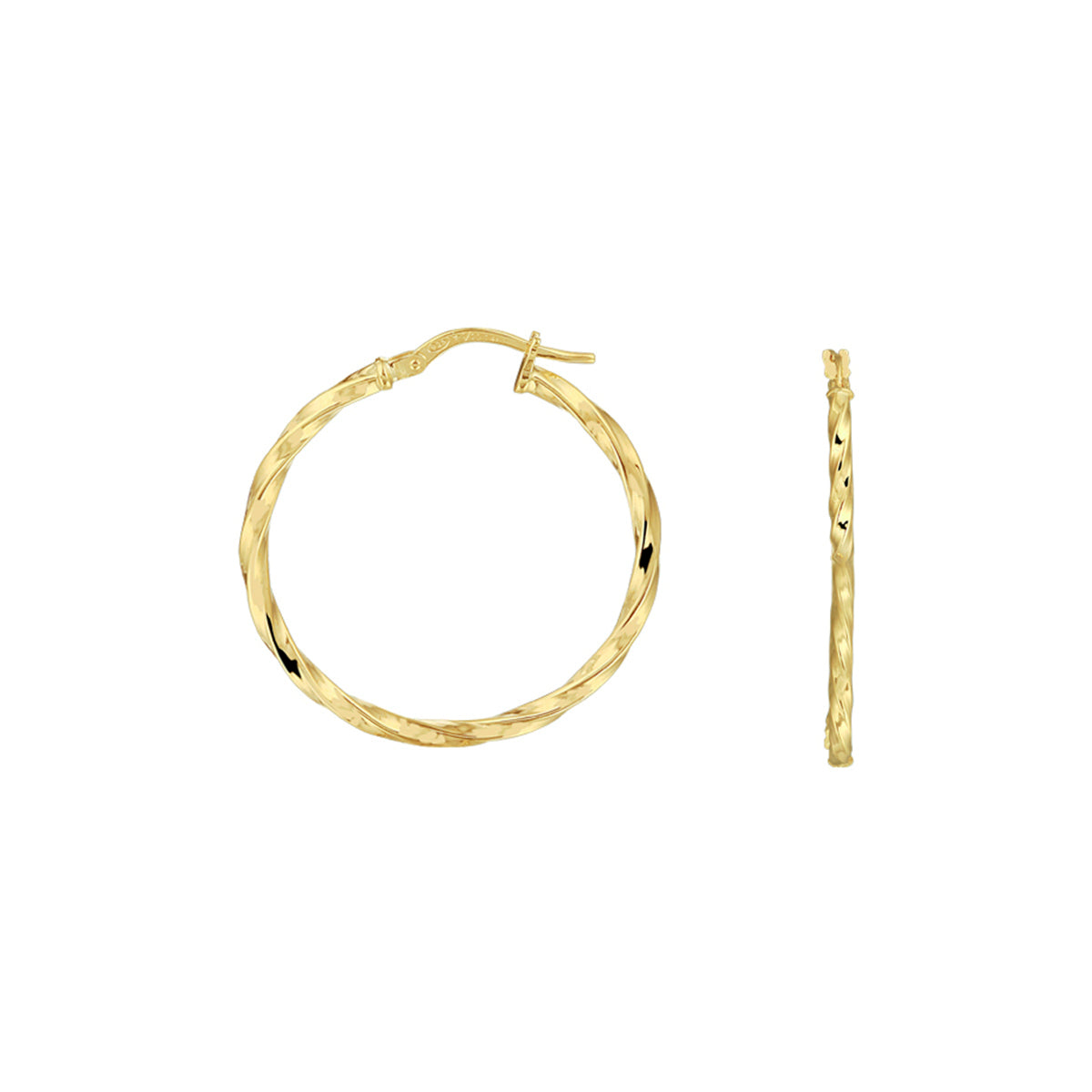 Oorringen gedraaide buis 2,0 mm zilgold (geelgoud met zilverkern)