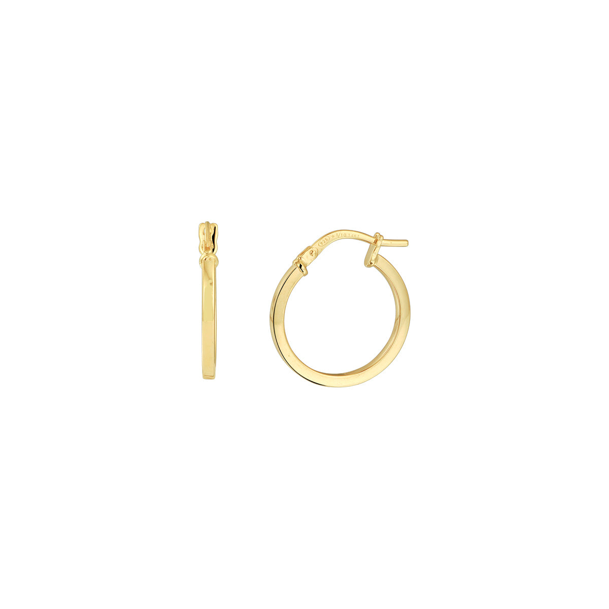 Oorringen vierkante buis 1,6 mm zilgold (geelgoud met zilverkern)