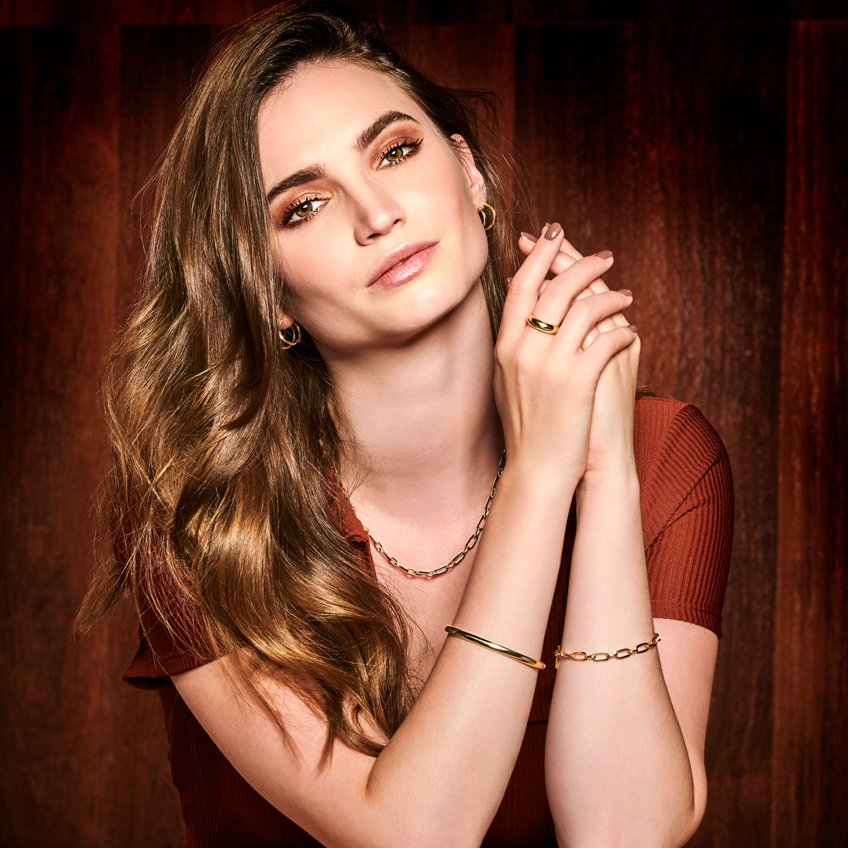 Armband anker 5,5 mm 19 cm zilgold (geelgoud met zilverkern)