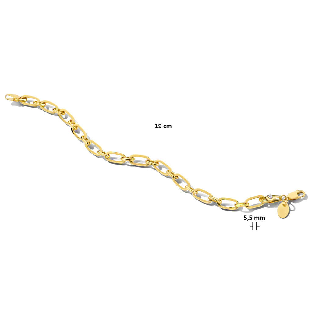 Armband anker 5,5 mm 19 cm zilgold (geelgoud met zilverkern)