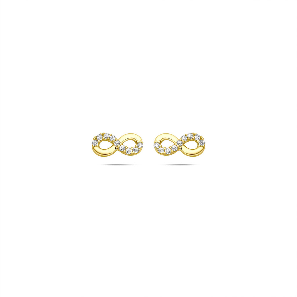 Ohrstecker Infinity Zirkonia 4 mm 14K Gelbgold