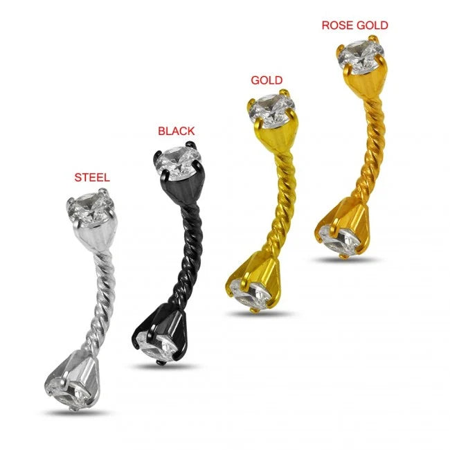 chirurgisch stalen gedraaide Banana met zirkonia