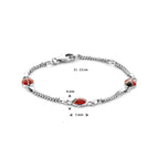 Armband Marienkäfer Emaille 11 - 13 cm rhodiniertes Silber