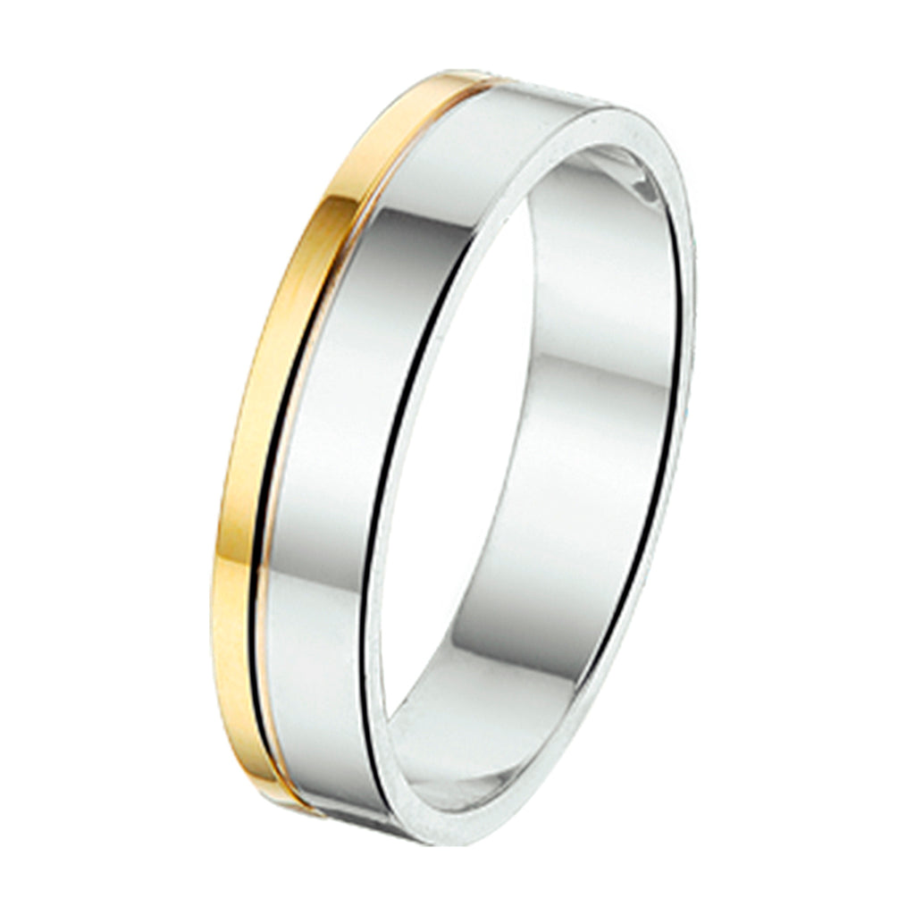 Ring al753 - 4 mm - zonder steen goud met zilver