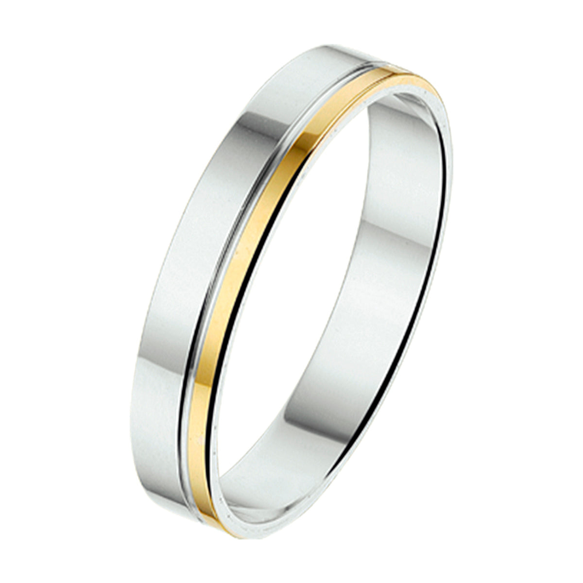 Ring al752 - 4 mm - zonder steen goud met zilver