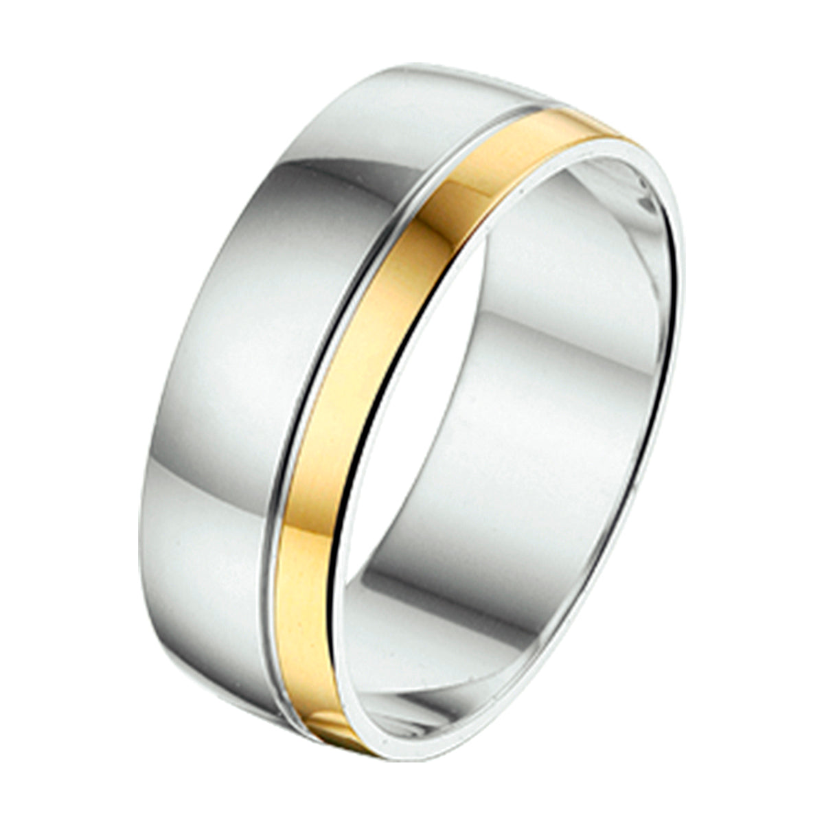 Ring al747 - 6 mm - zonder steen goud met zilver