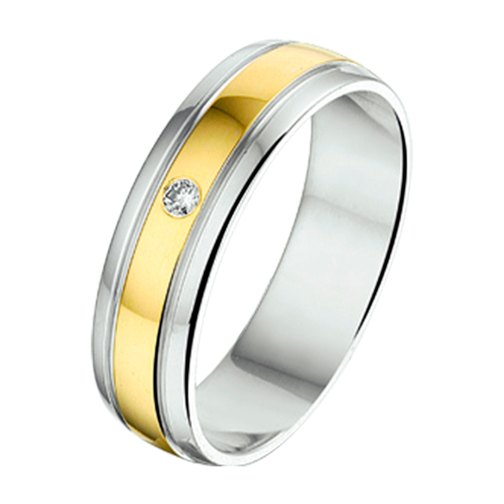 Ring al751 - 5 mm - 0.02ct h si goud met zilver