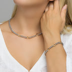 Collier gourmette 8,5 mm 45 cm goud met zilver