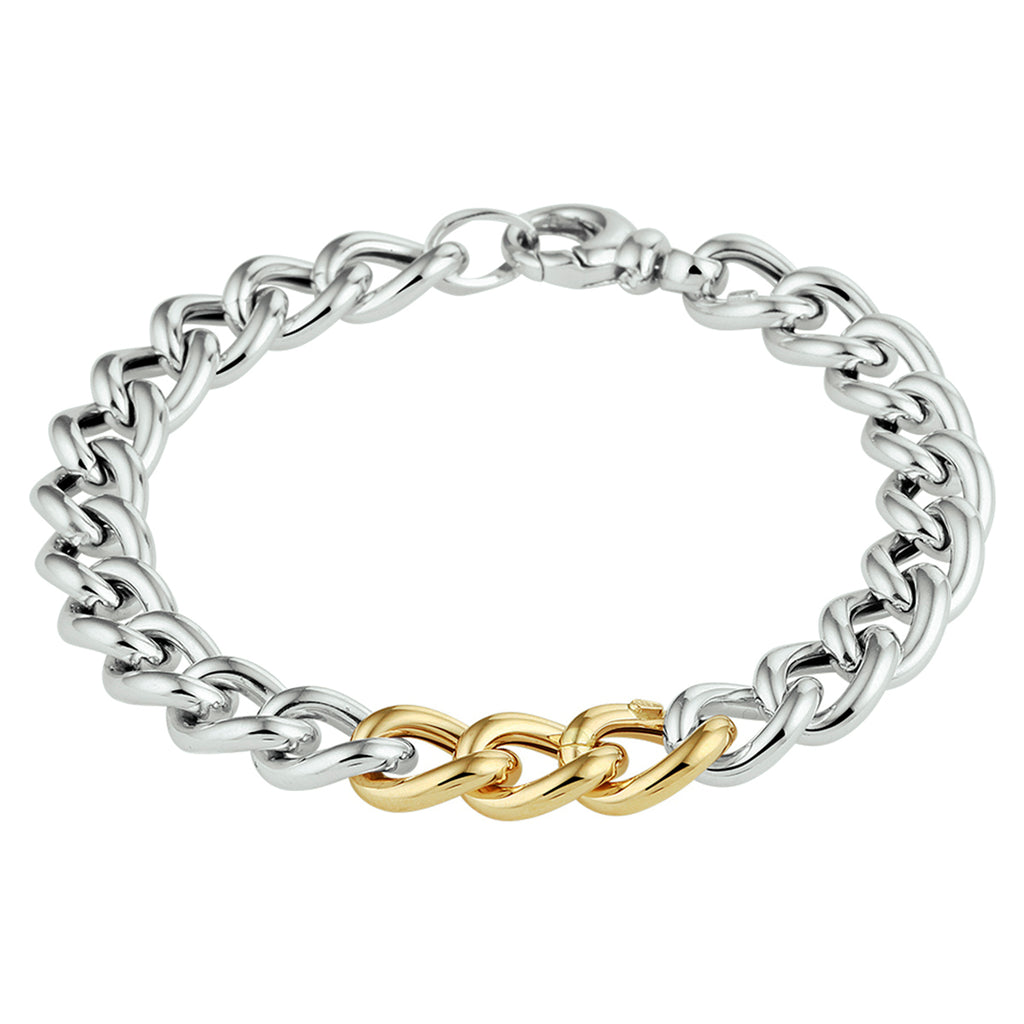 Armband gourmette 8,5 mm 19 cm goud met zilver