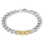 Armband gourmette 8,5 mm 19 cm goud met zilver