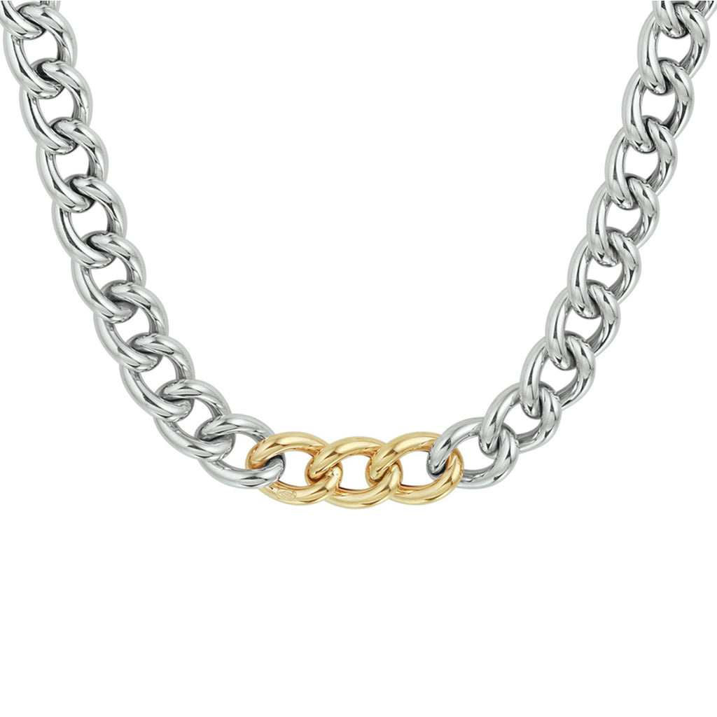 Collier gourmette 8,5 mm 45 cm goud met zilver