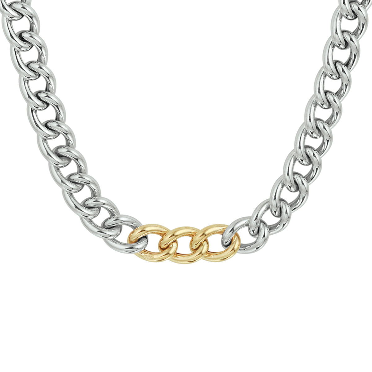 Collier gourmette 8,5 mm 45 cm goud met zilver