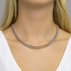 Collier gourmette 8,5 mm 45 cm goud met zilver