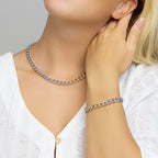 Collier gourmette 8,5 mm 45 cm goud met zilver