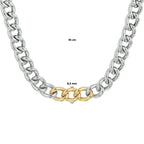 Collier gourmette 8,5 mm 45 cm goud met zilver