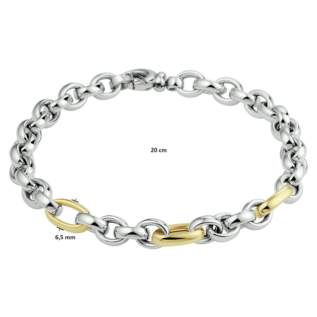 Armband anker 6,5 mm 20 cm goud met zilver