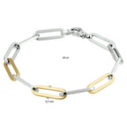 Armband paperclip platte buis 5,7 mm 19 cm goud met zilver