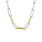 Collier paperclip platte buis 5,7 mm 45 cm goud met zilver