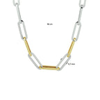 Collier paperclip platte buis 5,7 mm 45 cm goud met zilver