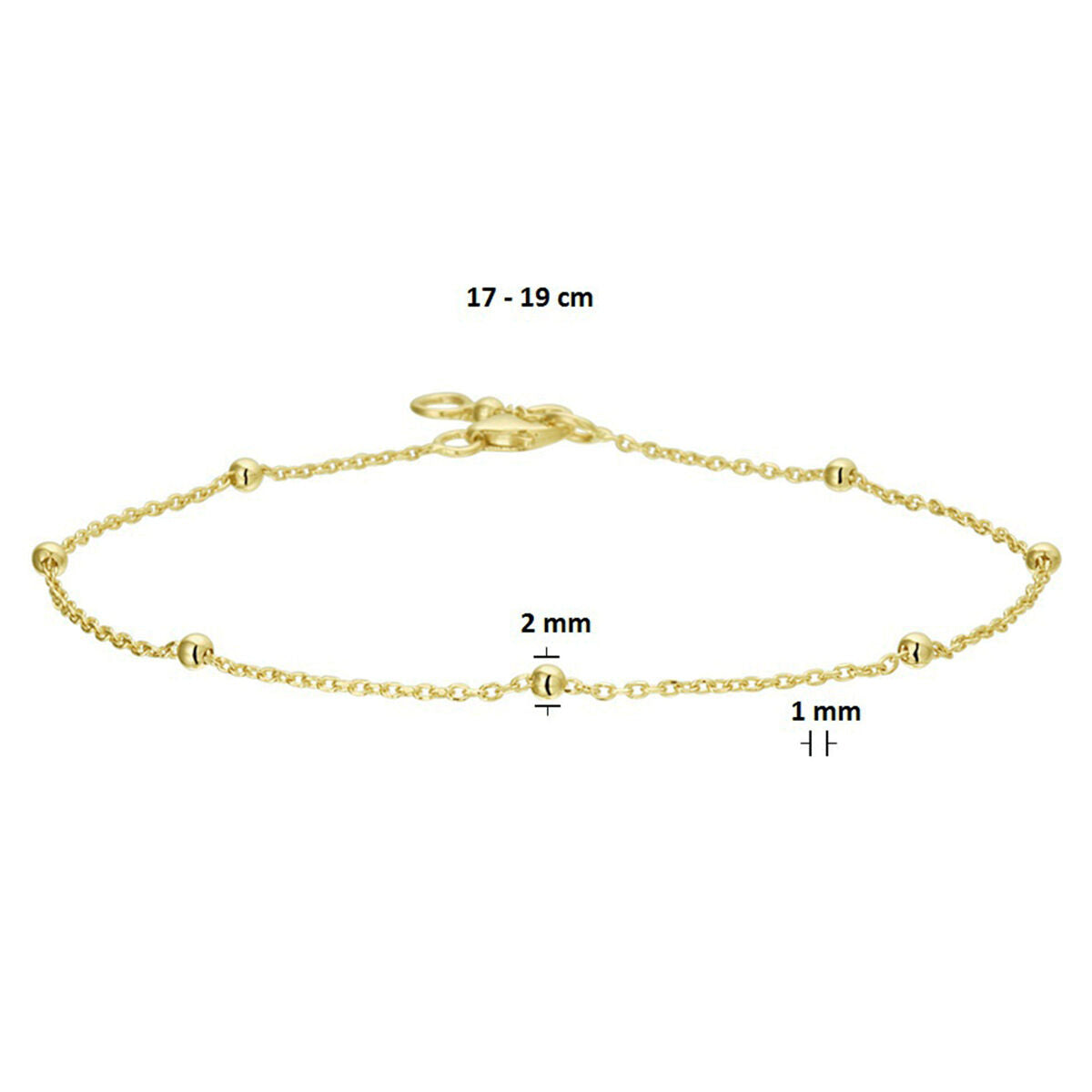 Armband Ankerkugeln 1,0 mm 17 - 19 cm 14K Gelbgold