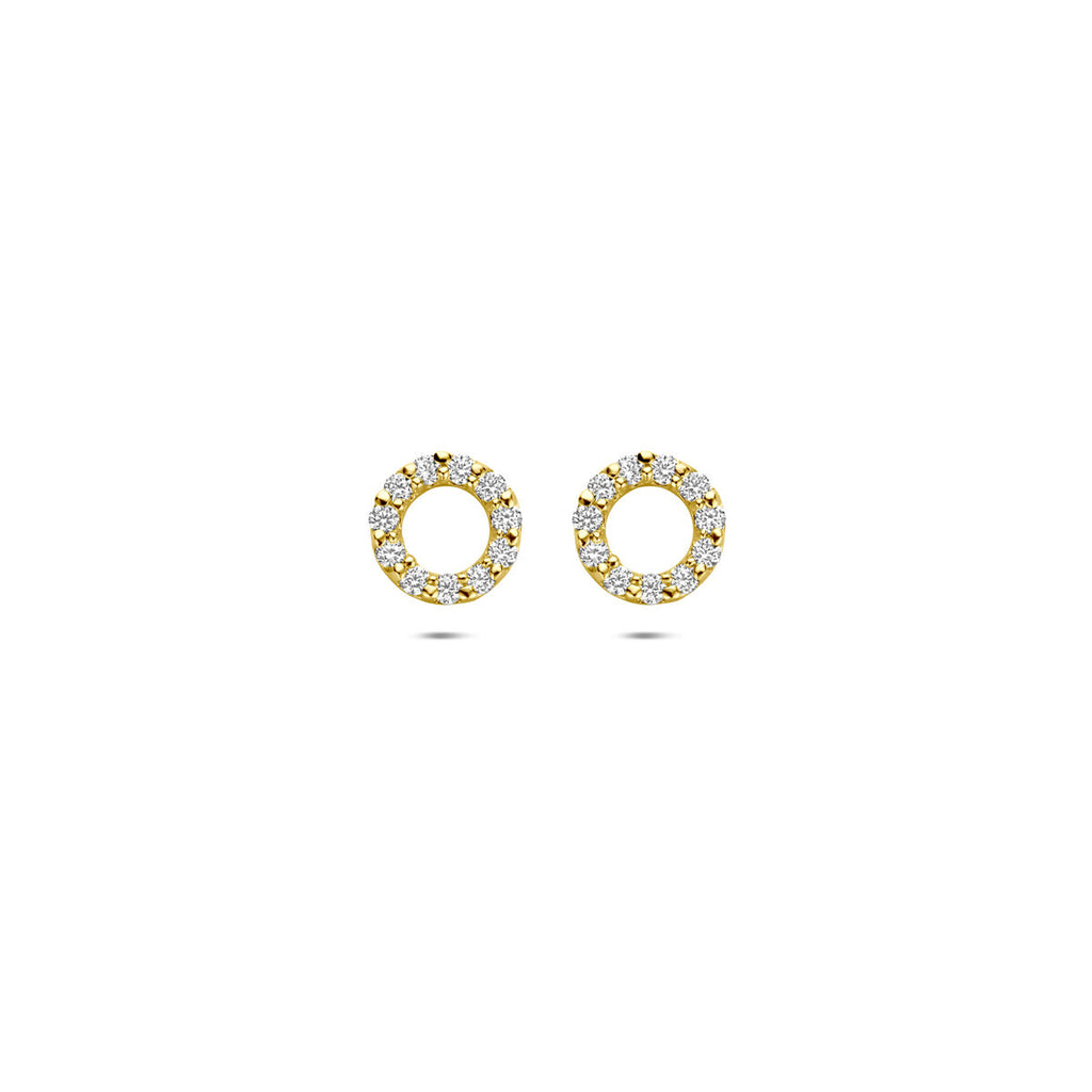 Ohrstecker Zirkonia 6,5 mm 14K Gelbgold