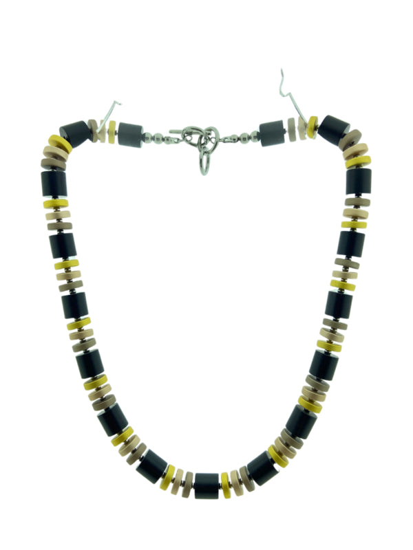 aluminium collier met schijfjes en cilinders